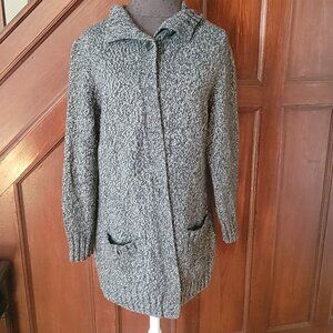 Lands End Womens Grey Wool Blend Cardigan Sweater Coat Size M